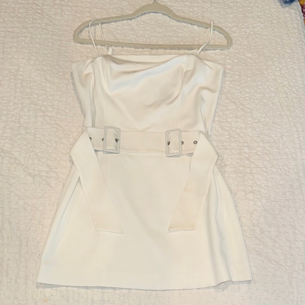 C/MEO Collective Strapless White Dress with Belt
